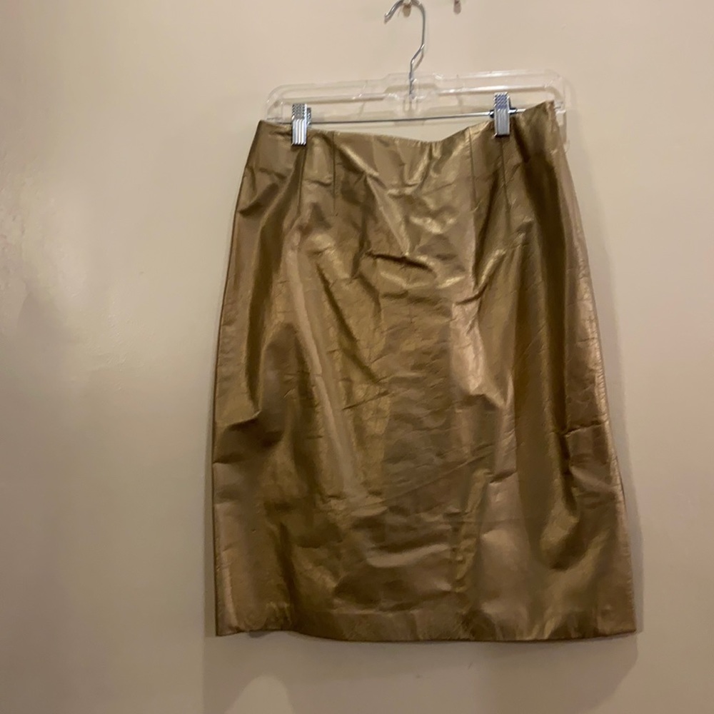 Metallic Good Leather skirt Linda Allard Ellen Tracy, size 8